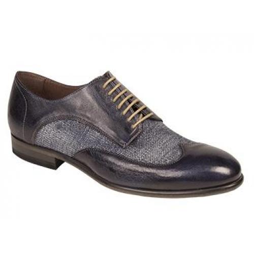 Bacco Bucci "Agata" Blue Genuine Calfskin / Fabric Oxford Shoes